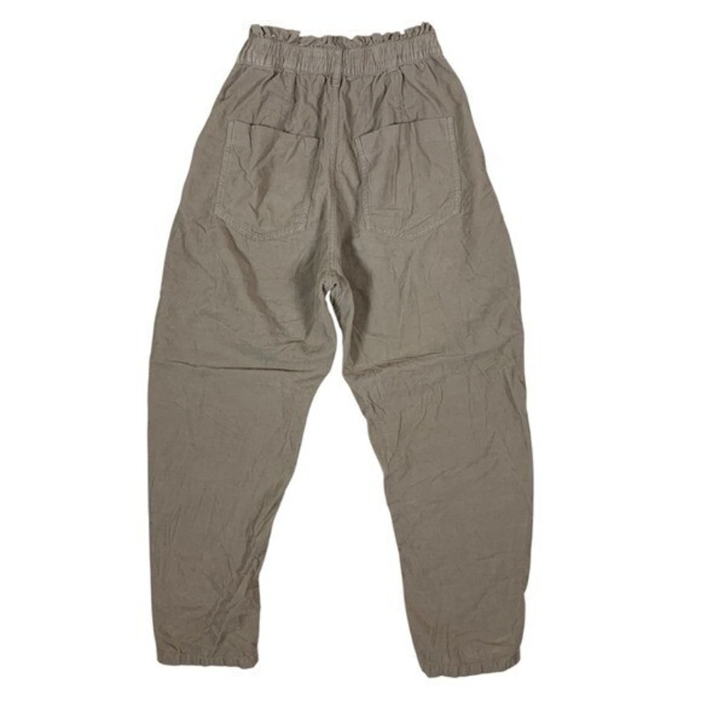 Zara High Rise Paperbag Waist Jogger Pants Khaki Casual Tapered 4 Corduroy Women - Picture 3 of 5